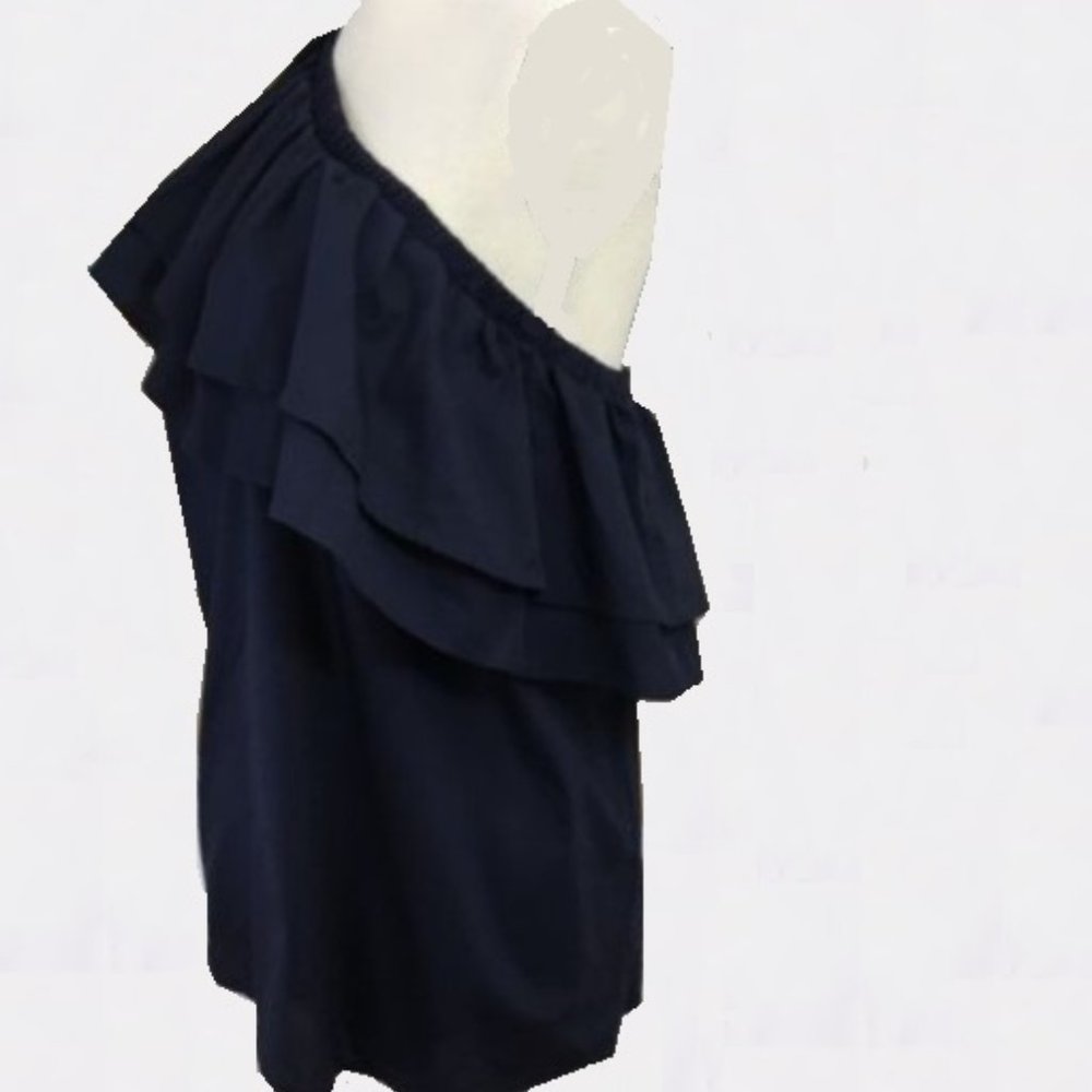 Halogen One-Shoulder Asymmetrical Ruffle Neckline Blouse - Picture 3 of 5